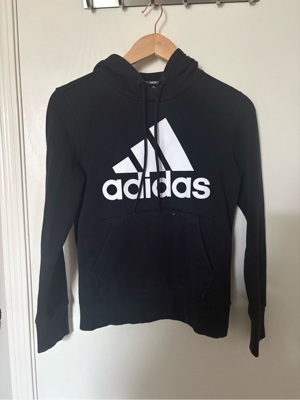 adidas Black Hoodie with White Logo Graphic